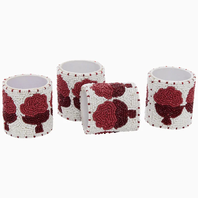 Women's K gold rings-Nand Berry Beaded Napkin Rings (Set of 4)