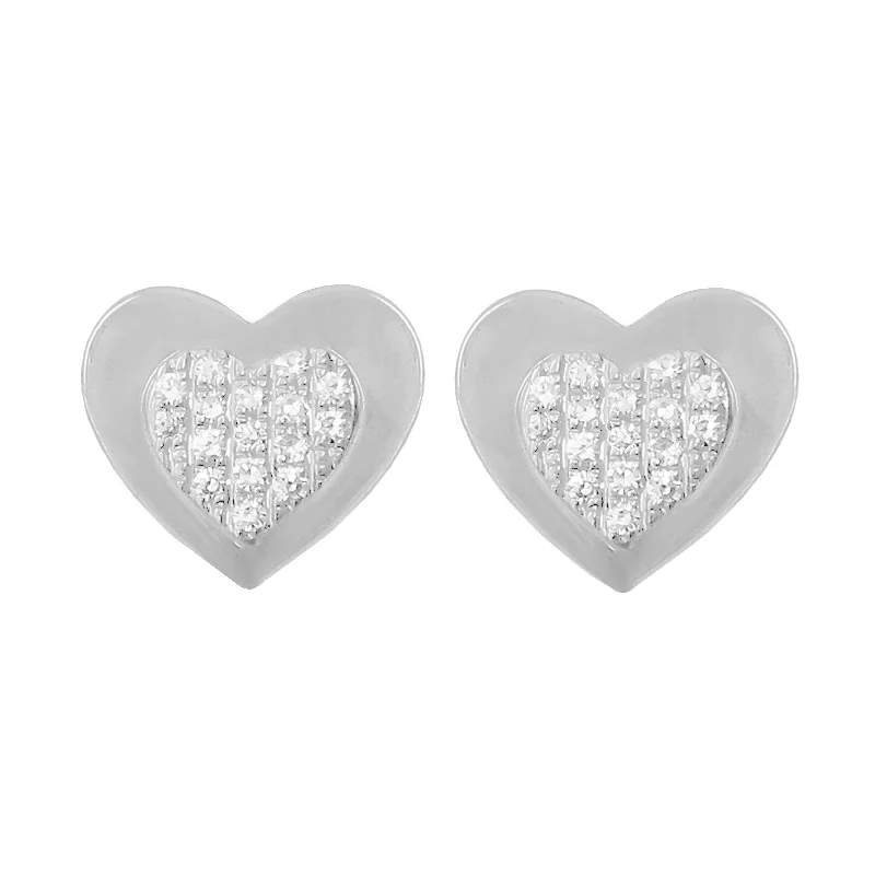 Women's K gold earrings-14K GOLD DIAMOND CLAIRE HEART STUDS