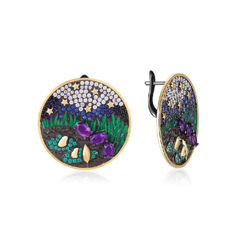 Women's celestial rings-Oil Painting Design Needle Stud Earring