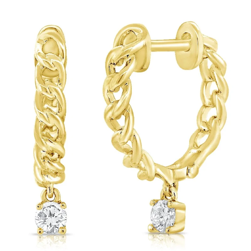 Women's seasonal earrings-14K GOLD DIAMOND KENNEDY HUGGIES