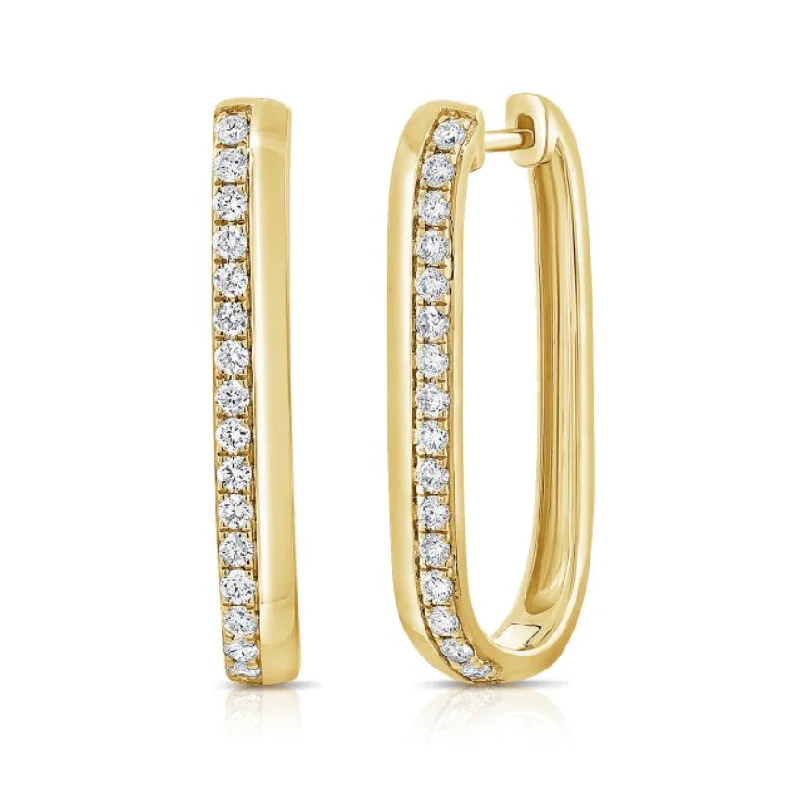 Luxury women's earrings-14K GOLD DIAMOND ALANIS HOOPS