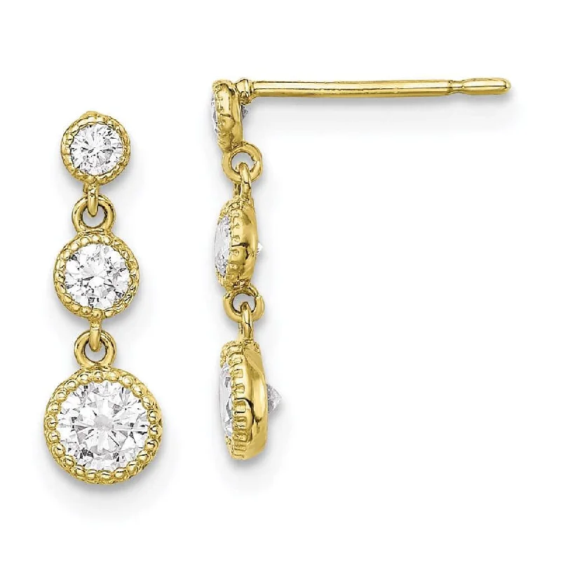 Modern women's earrings-10K CZ Dangle Earrings