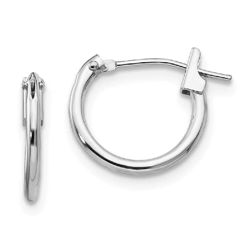 Women's holiday earrings-Madi K Kid's 14k White Gold  1.25mm Hoop Earrings