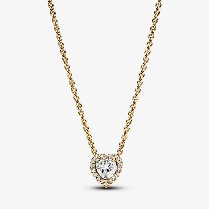 Affordable women's necklaces-PANDORA : Sparkling Heart Collier Necklace - Gold