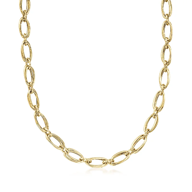 Women's party necklaces-Ross-Simons Italian 18kt Yellow Gold Double-Oval Link Necklace