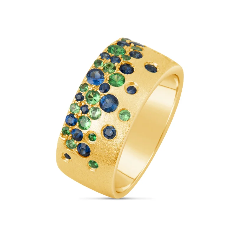 Women's eternity rings-Green Confetti Ring