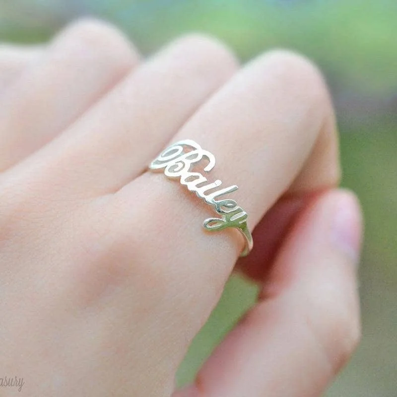 Women's friendship rings-Custom Nameplate Free Size Ring