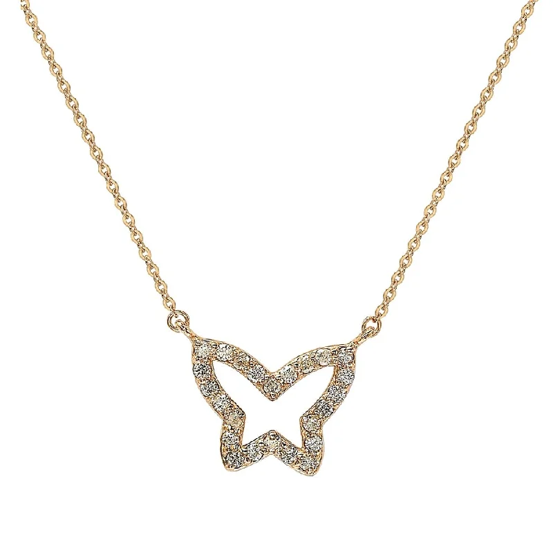 Women's formal necklaces-Suzy Levian 14K Rose Gold 0.30cttw Diamond Butterfly Necklace