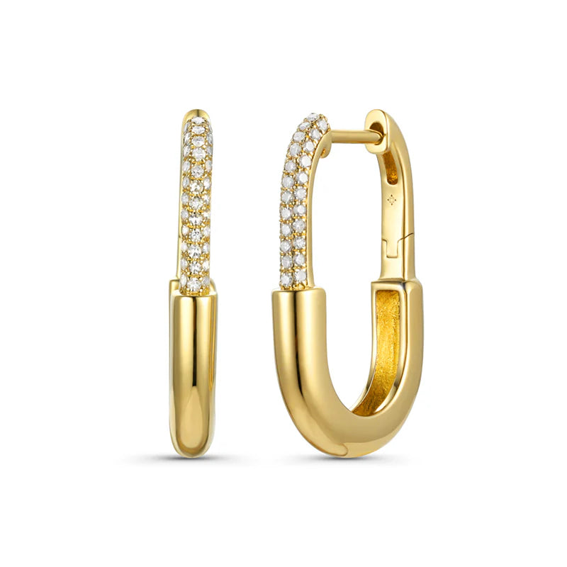 Women's limited edition earrings-14K GOLD DIAMOND AVERY HOOPS