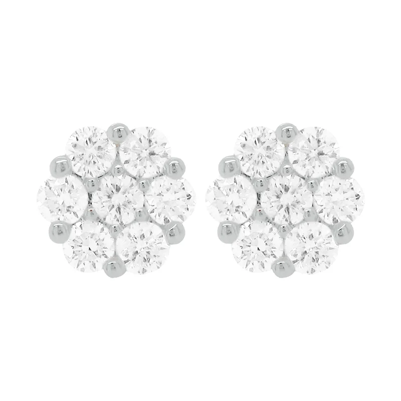 Modern women's earrings-14K GOLD DIAMOND CECE FLOWER STUDS