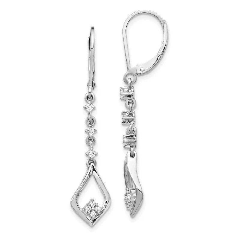 Women's zodiac earrings-14k White Gold Diamond Leverback Earrings