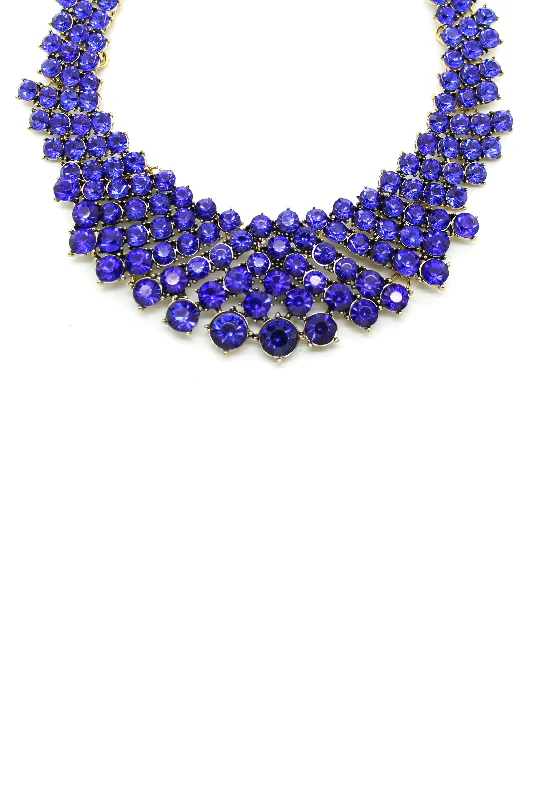 Women's limited edition necklaces-Crystal Blue Statement Necklace