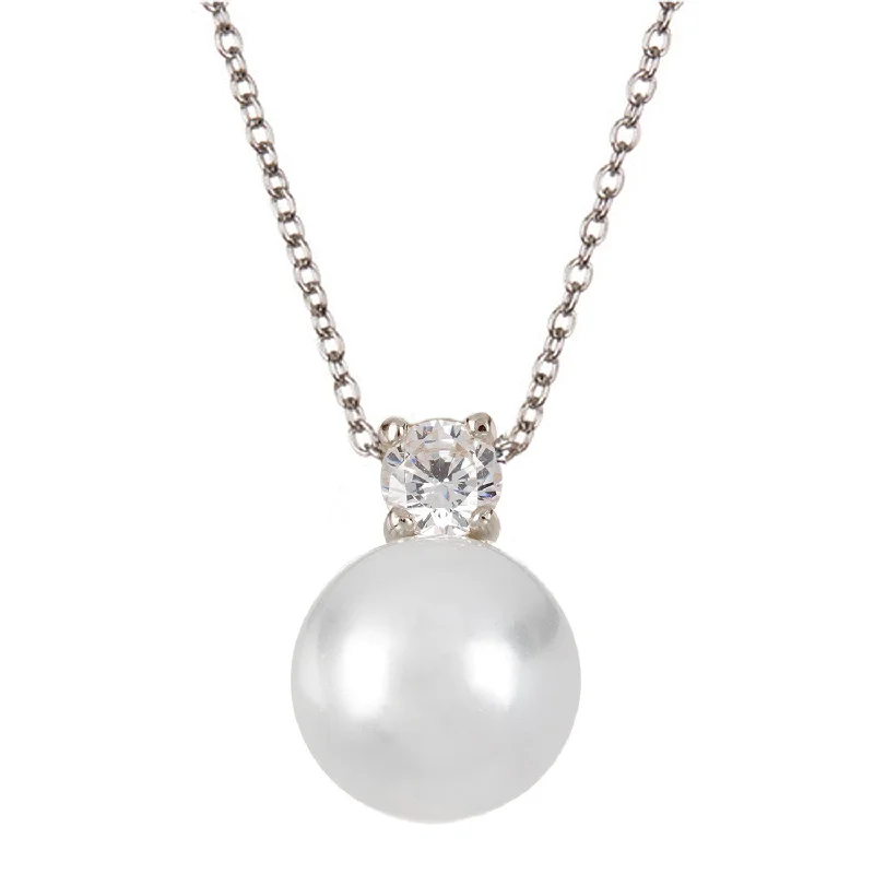 Women's casual necklaces-Sterling Silver Swarovski Pearl Drop Pearl Pendant