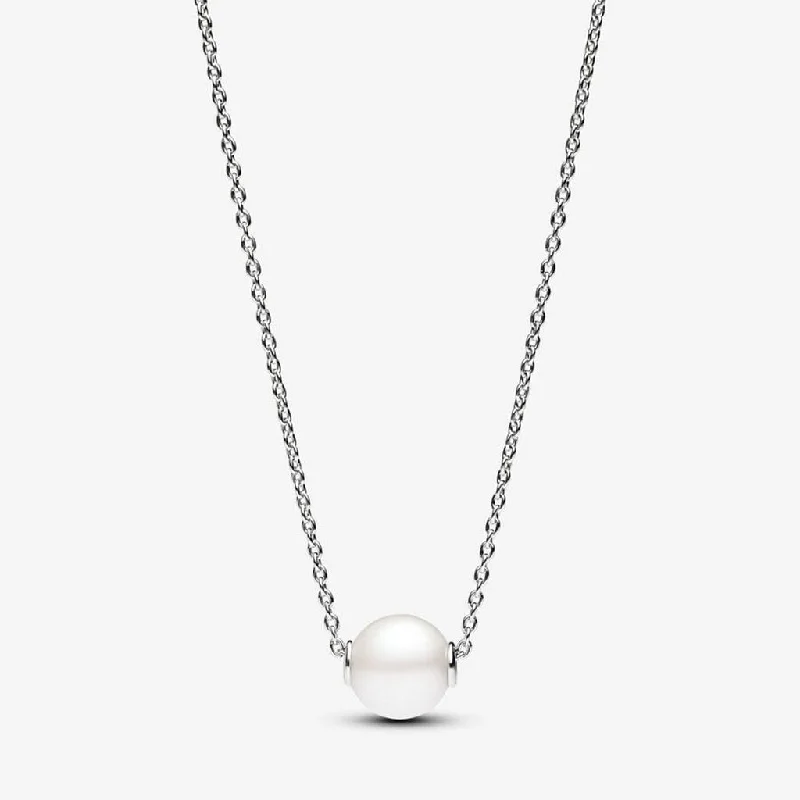 Women's modern design necklaces-PANDORA : Treated Freshwater Cultured Pearl Collier Necklace - Sterling Silver