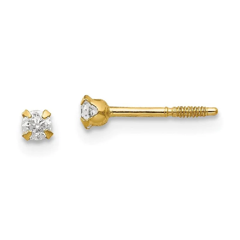 Women's art deco earrings-Madi K Kid's 14k  2.25mm CZ Baby Earrings