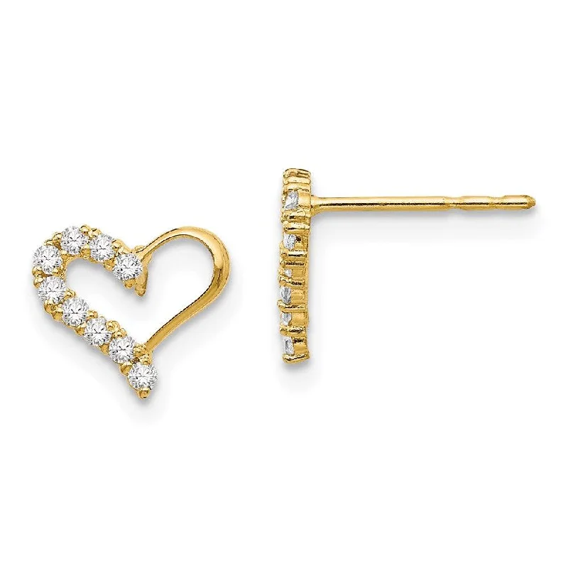 Women's religious earrings-Madi K Kid's 14k  CZ Heart Post Earrings