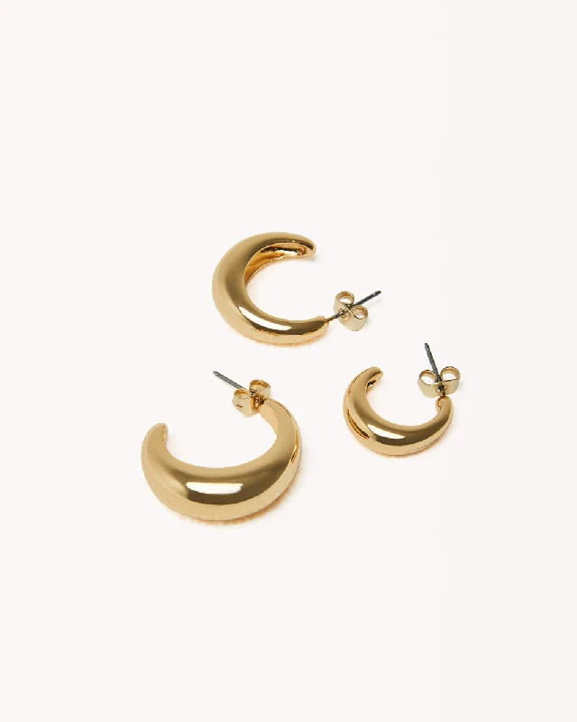 Women's fashion rings-GETTY HOOP EARRING PACK - GOLD PLATED 18K