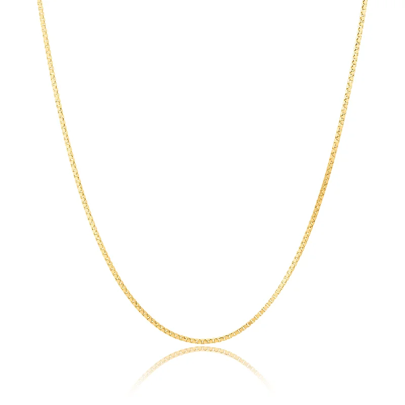 Women's platinum necklaces-14K Yellow Gold Petite Box Chain Necklace