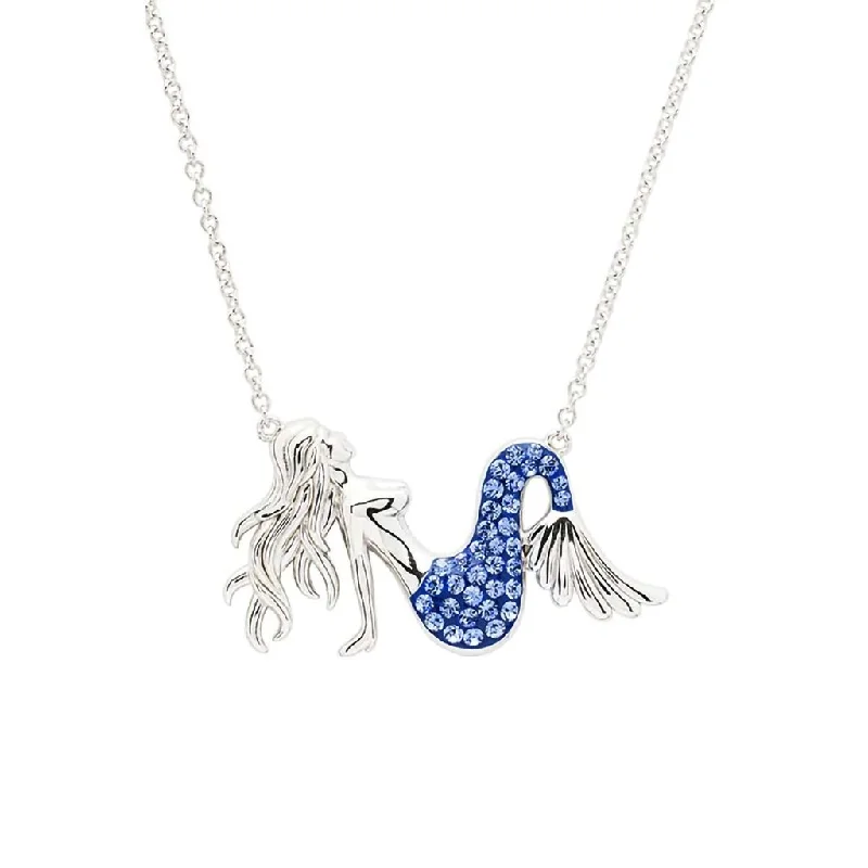 Women's graduation necklaces-Ocean : Sterling Silver Sapphire Blue Mermaid Necklace