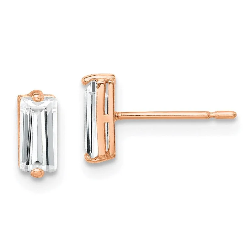 Women's clip-on earrings-10K Rose Gold Polished CZ Stud Earrings