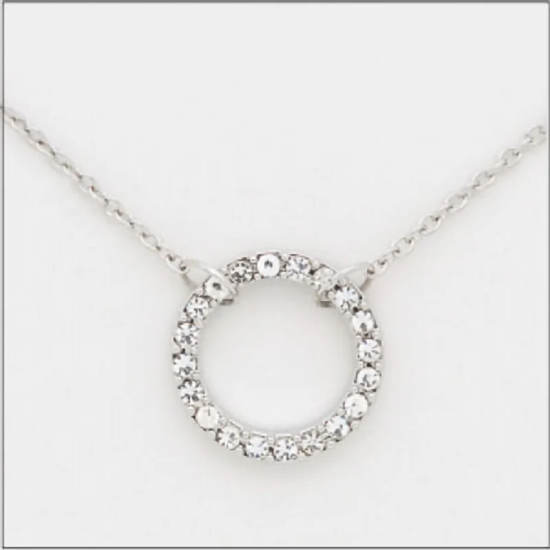 Women's titanium necklaces-Center Court : Silver CZ Decorative Circle Layers Necklace