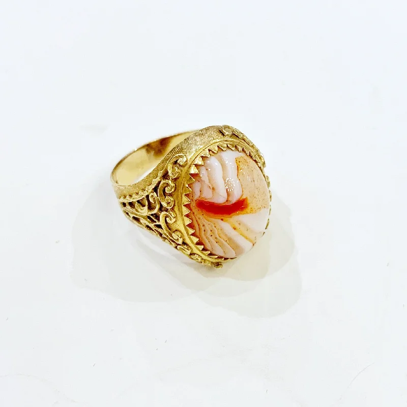 Women's luxury party rings-Estate Collection Ring - 18K Yellow Gold/Cabochon Jasper