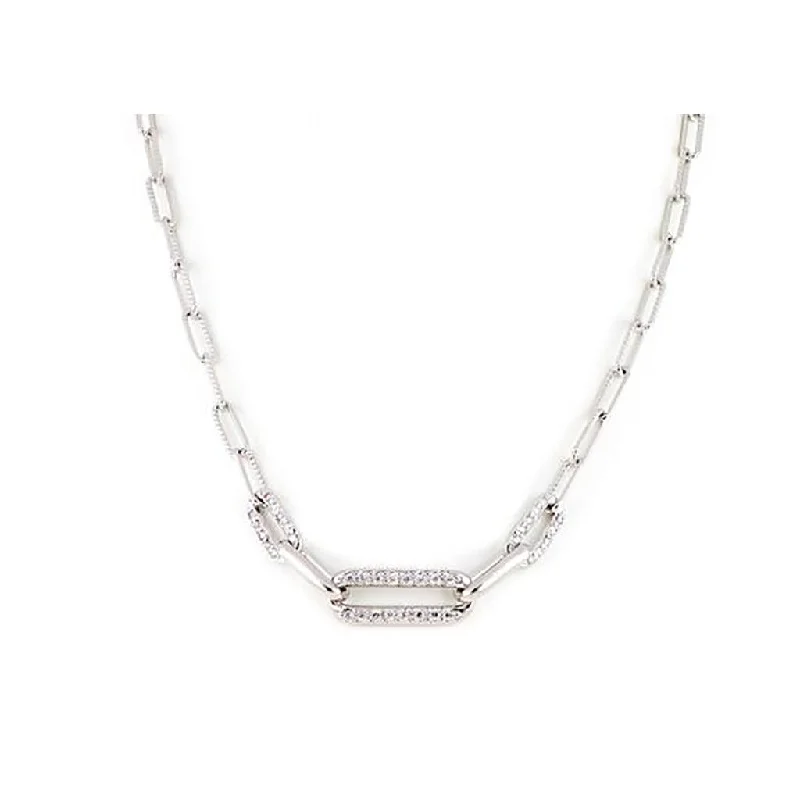 Women's DNA necklaces-John Medeiros : Diamante Three Link Pavé Center Necklace