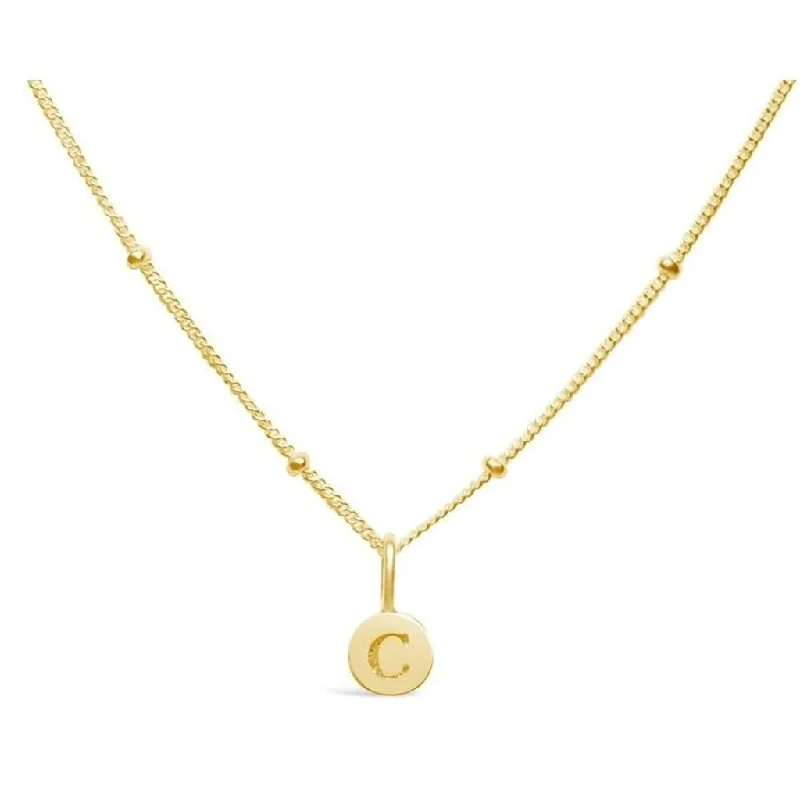 Women's choker necklaces-Stia : Love Letter "C" Mini Disk Necklace in Gold