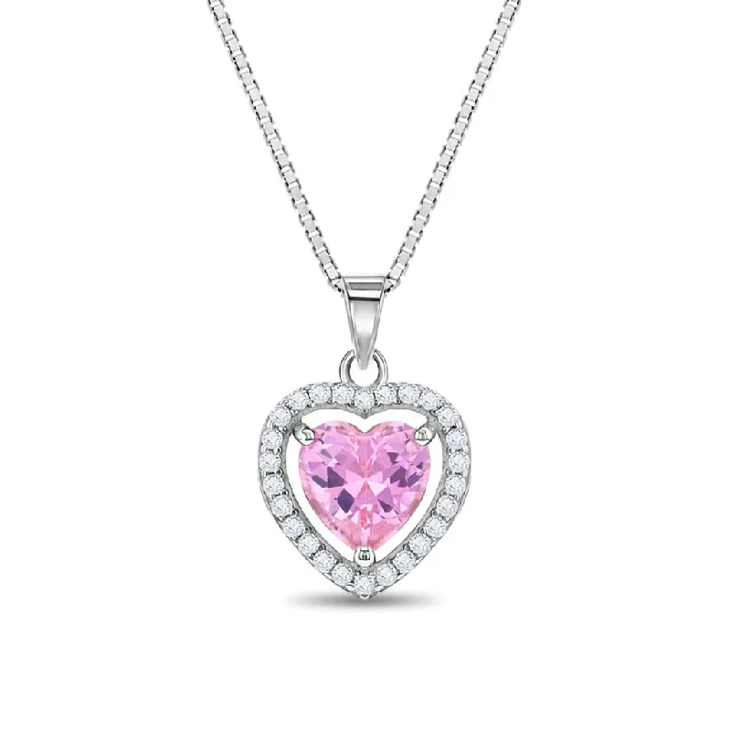 Women's platinum necklaces-In Season Jewelry : Royal CZ Heart Girls Necklace