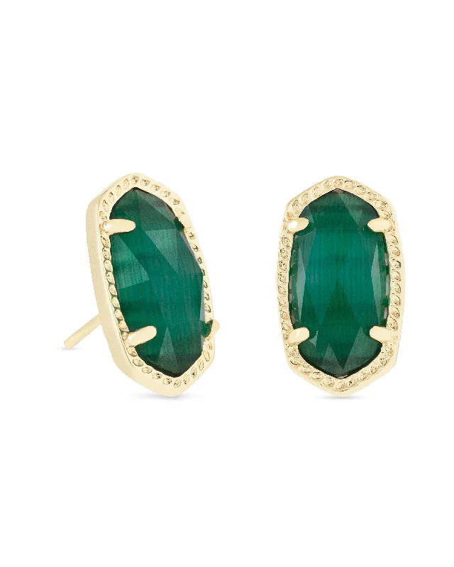 Women's gemstone earrings-Kendra Scott Ellie Emerald Cats Eye Earrings