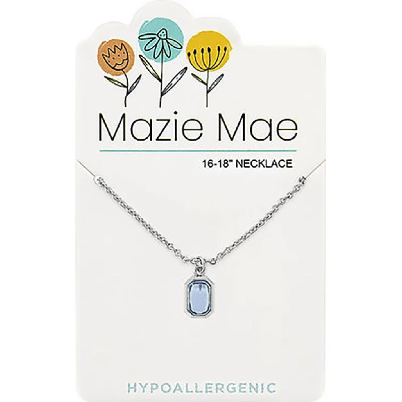 Minimalist women's necklaces-Center Court: Silver Light Sapphire Radiant Mazie Mae Necklace