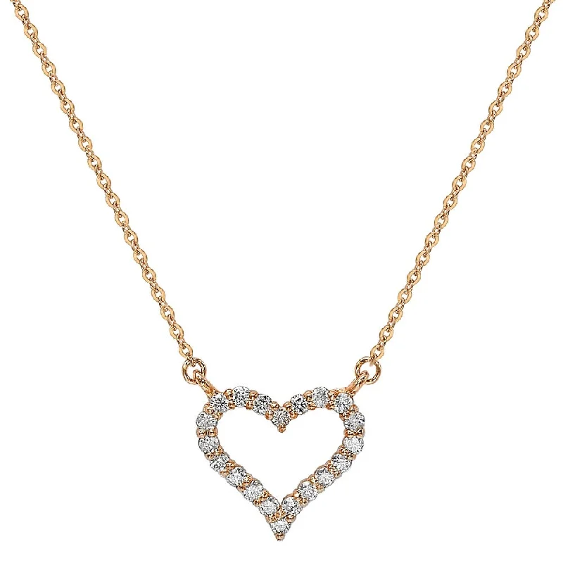 Women's fashion necklaces-Suzy Levian 14K Rose Gold 0.25 ctw Diamond Heart Necklace