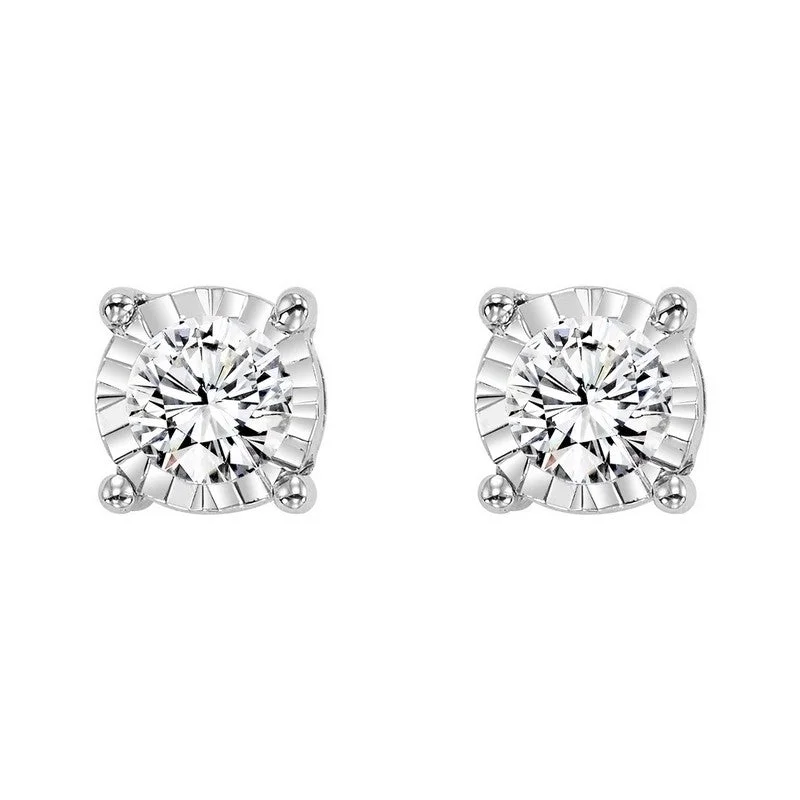 Women's bridal earrings-Diamond Solitaire Earrings