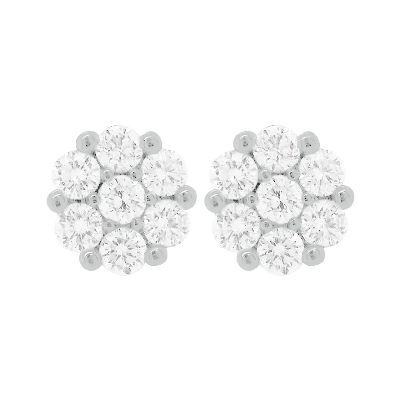 Women's crystal earrings-14K GOLD DIAMOND ELAINA FLOWER STUDS