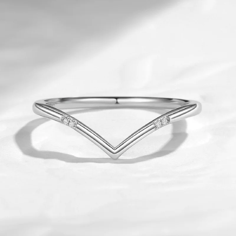 Women's fashion rings-V Shape Thin Dainty Promise Wedding Ring