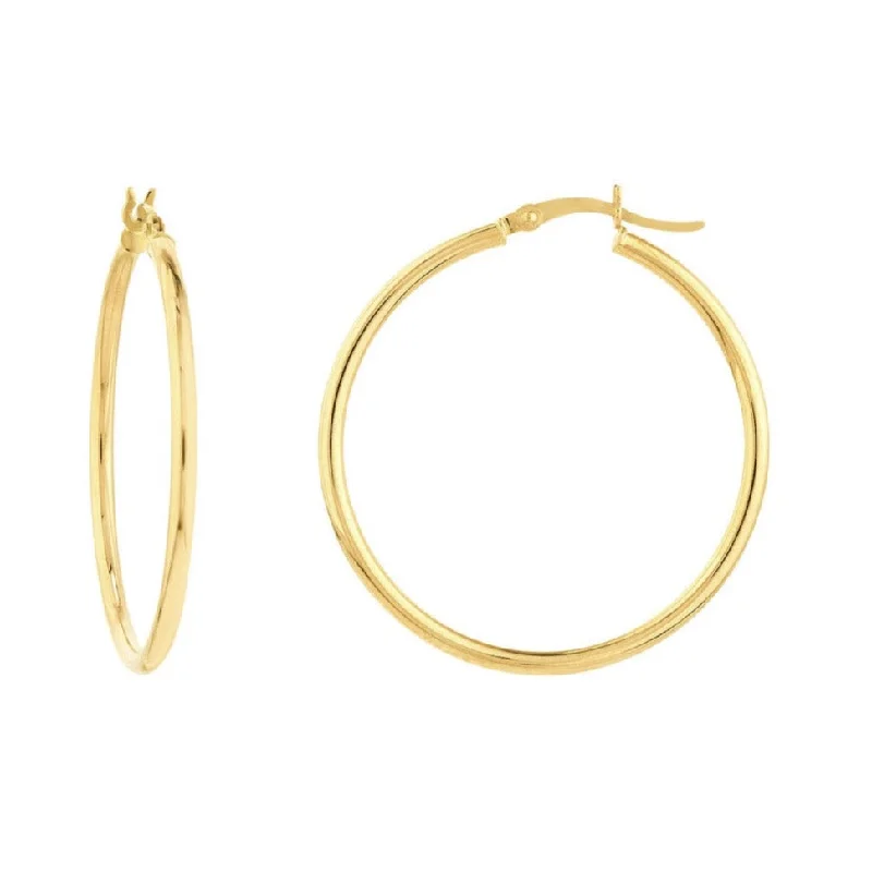 Women's crystal earrings-14K GOLD 2MM 1.25" HOOPS