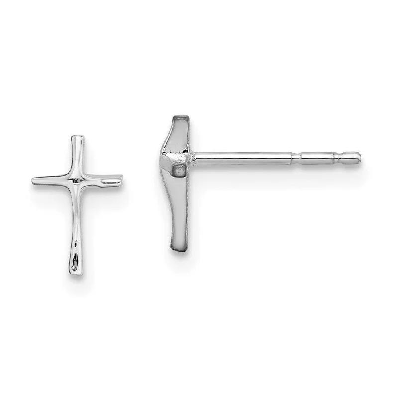 Women's elegant earrings-Madi K Kid's 14k  White Gold Cross Post Earrings