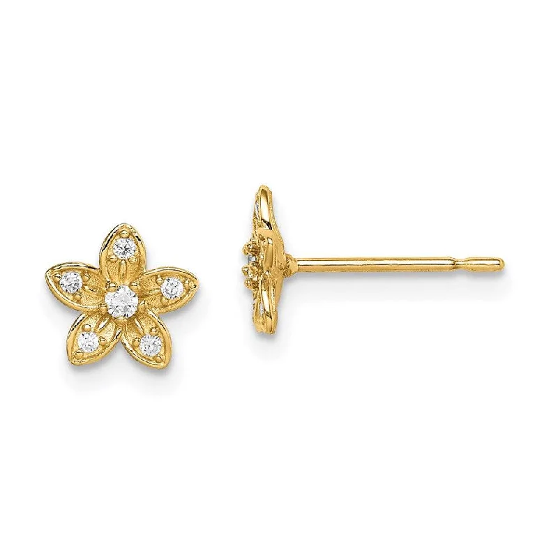 Women's travel earrings-Madi K Kid's 14k  CZ Flower Post Earrings