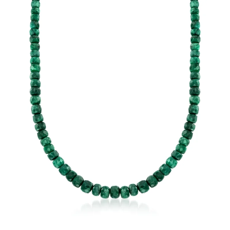 Women's wedding necklaces-Ross-Simons 90.00- Emerald Bead Necklace With Sterling Silver