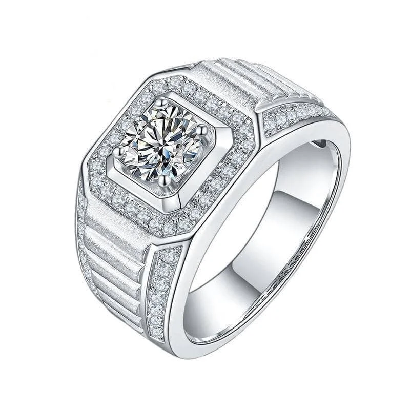 Women's holiday rings-1.0Ct 6.5mm Diamond Men's Wedding Ring