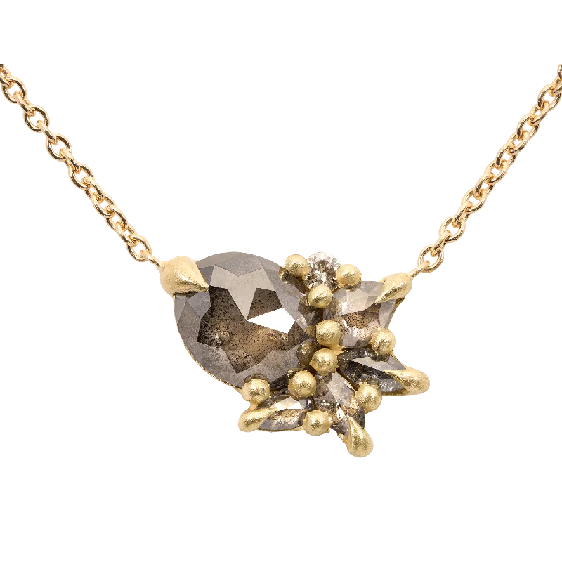 Vintage women's necklaces-Grey Diamond Posy Necklace - 11834