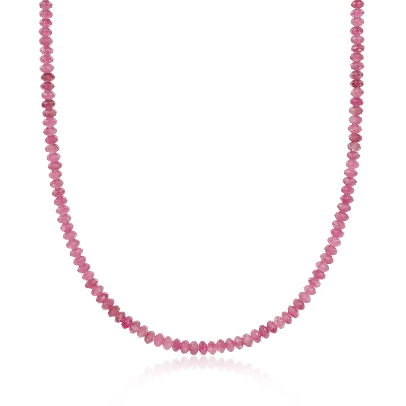 Women's bridal necklaces-Ross-Simons Pink Tourmaline Bead Necklace With 14kt Yellow Gold Magnetic Clasp