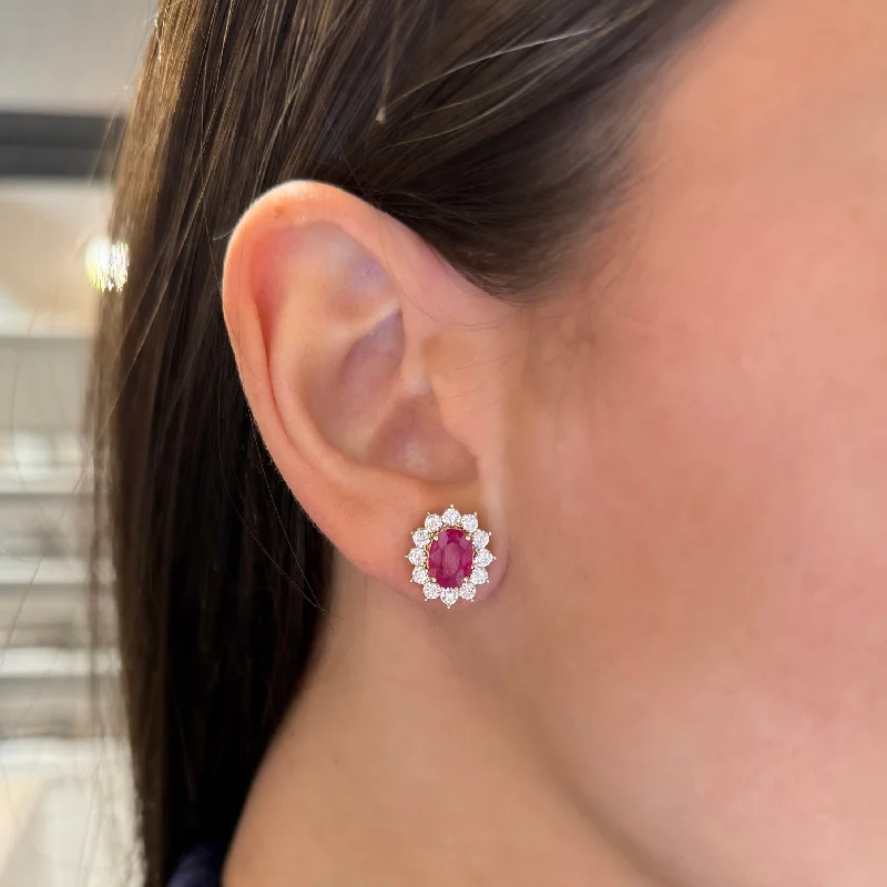 Women's sapphire earrings-14K GOLD DIAMOND RUBY SOFIA EARRINGS