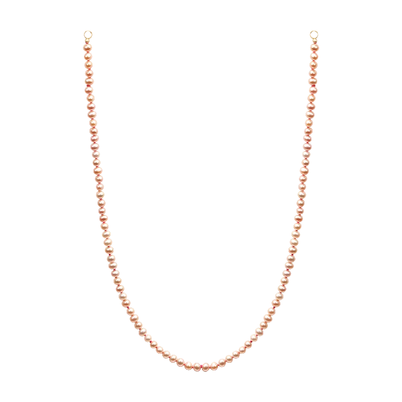 Women's exclusive necklaces-Petite Pink Round Seed Pearl Strand with Pink Silk - Made to Order