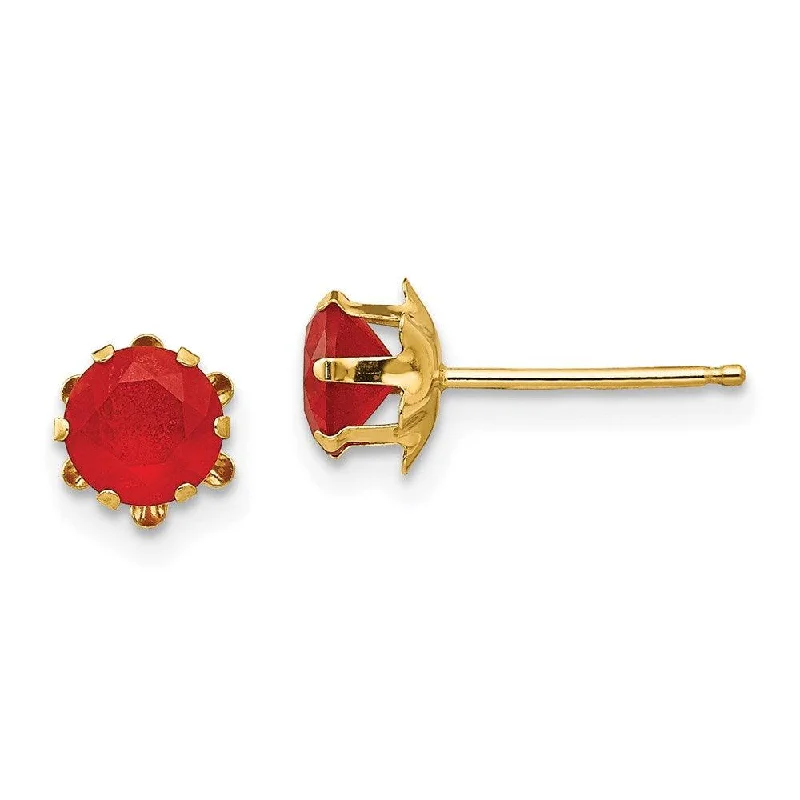 Women's astrology earrings-Madi K Kid's 14k  5mm Synthetic Ruby (Jul) Earrings