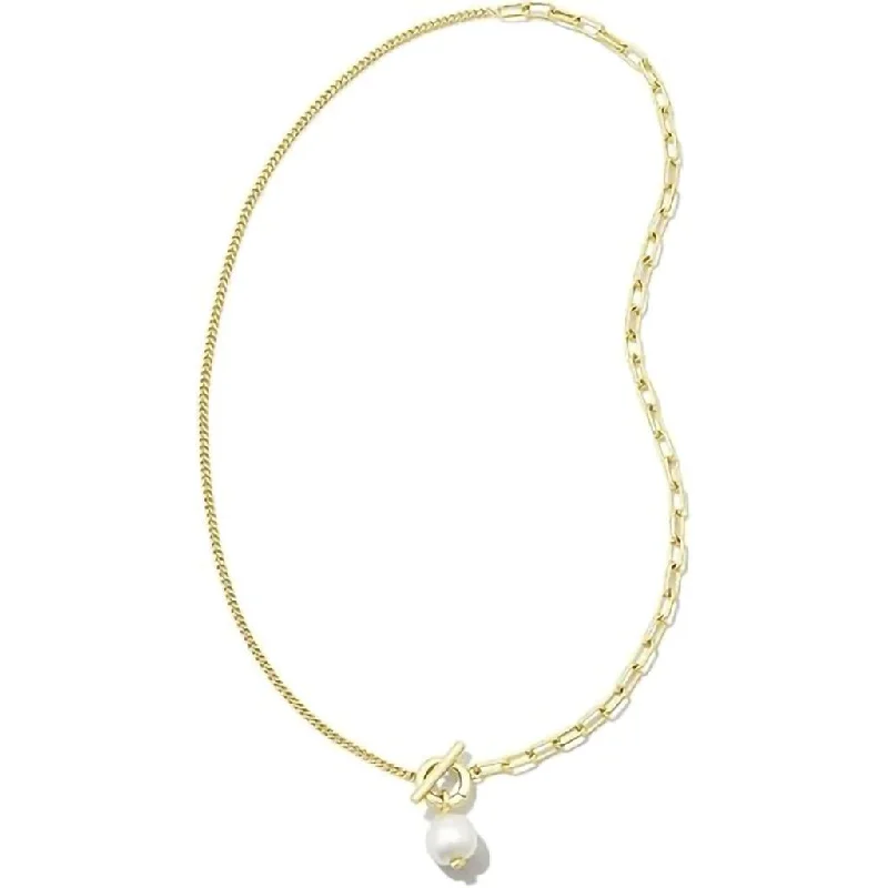 Women's short necklaces-Kendra Scott :  Pearl Gold Chain Necklace - White Pearl