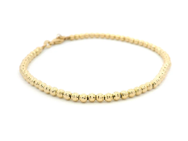 Women's tennis bracelets-18ct Yellow Gold Adjustable Beaded Bracelet with Lobster Clasp – Elegant and Versatile Design