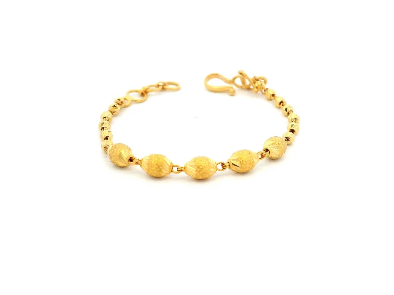 Women's chain bracelets-22ct Yellow Gold Children's Bracelet with Diamond-Cut Beads & 'U' Hook Clip Clasp – Stylish & Secure Kids Jewellery