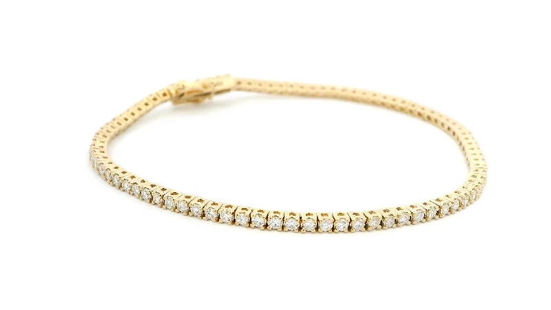 Modern women's bangles-18ct Yellow Gold Laboratory Grown Diamond Tennis Bracelet – Tongue & Lip Clasp with Figure '8' Clasps