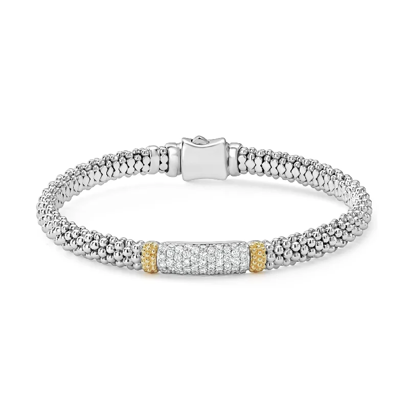 Women's personalized bangles-LAGOS Caviar Lux Diamond Bracelet, 6mm